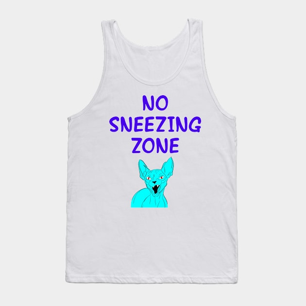 Wear a face mask. Masks save lives. No sneezing zone. Cover your mouth. Don't sneeze, kids. I dare you to sneeze. Quarantine times. Funny quote. Cranky angry sassy fearless blue Sphynx cat cartoon. Tank Top by IvyArtistic